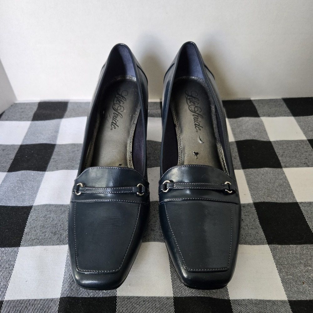 Life Stride Women's‎ Navy Blue Slip On Loafer Style Pump 2.5" Heel Shoes 10 M